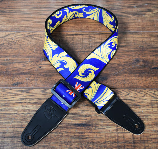 Levy's MNSP2-002 Nita Strauss 2" Poly Print Guitar Strap Blue & Gold