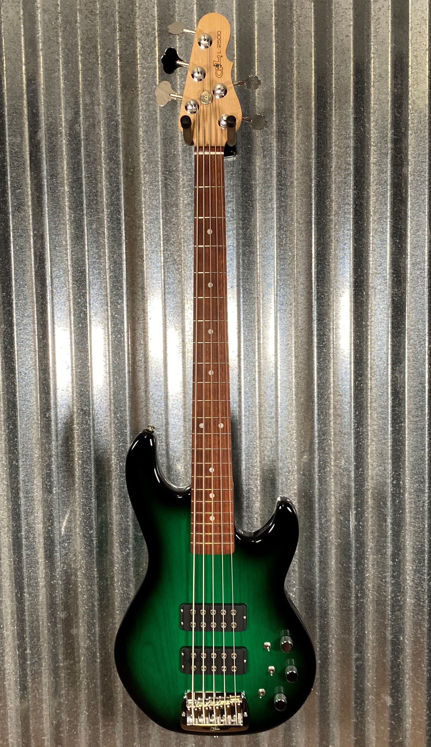 G&L USA L-2500 Greenburst 5 String Bass & Case L2500 #5380
