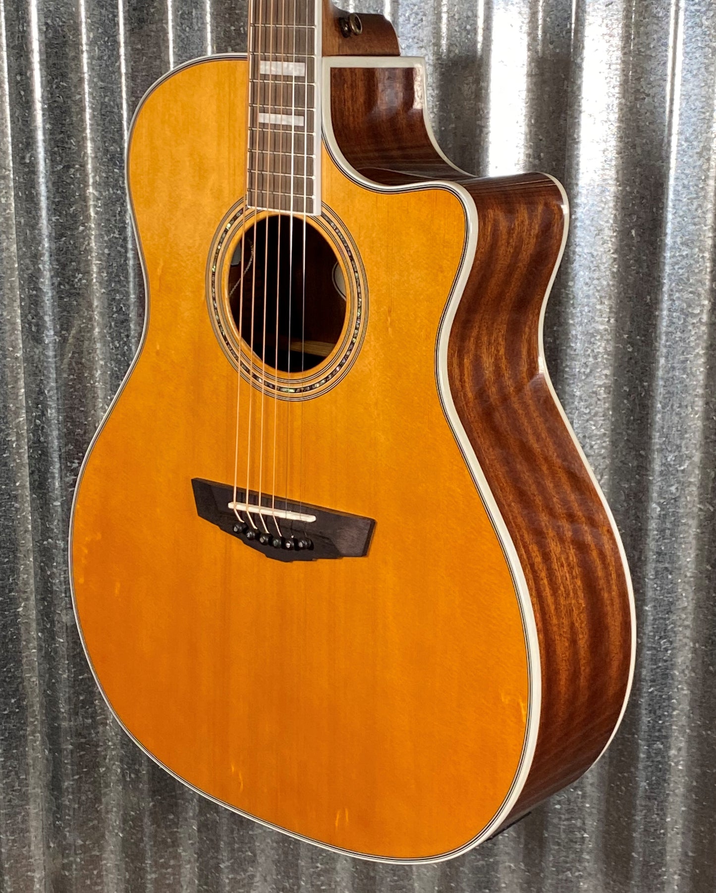 D'Angelico Premier Gramercy Grand Auditorium CE Vintage Natural Acoustic Electric Guitar #6835