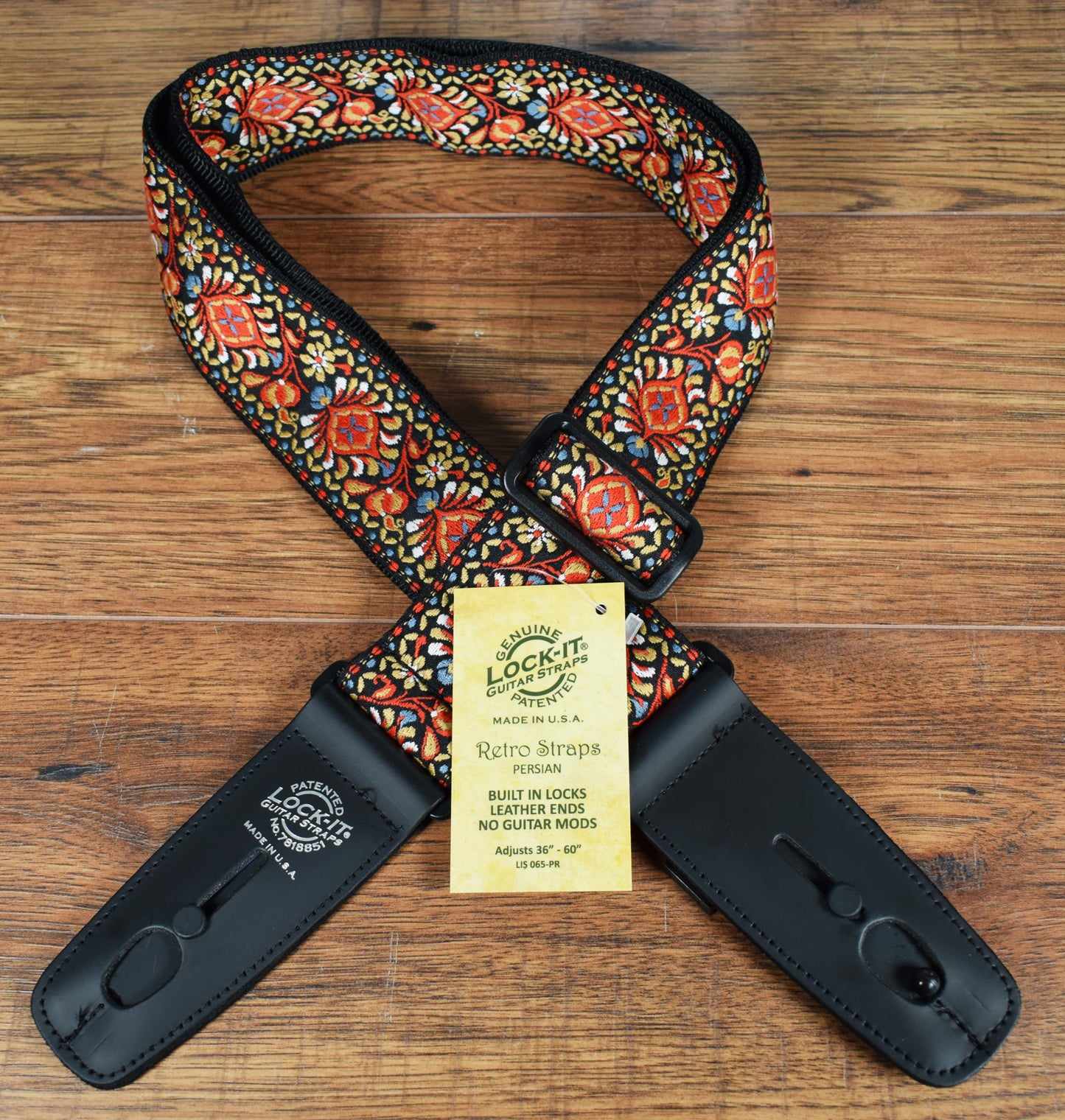 LOCK-It Straps Retro Vintage Series 2" Persian Guitar Bass Straplock Strap 065 PR