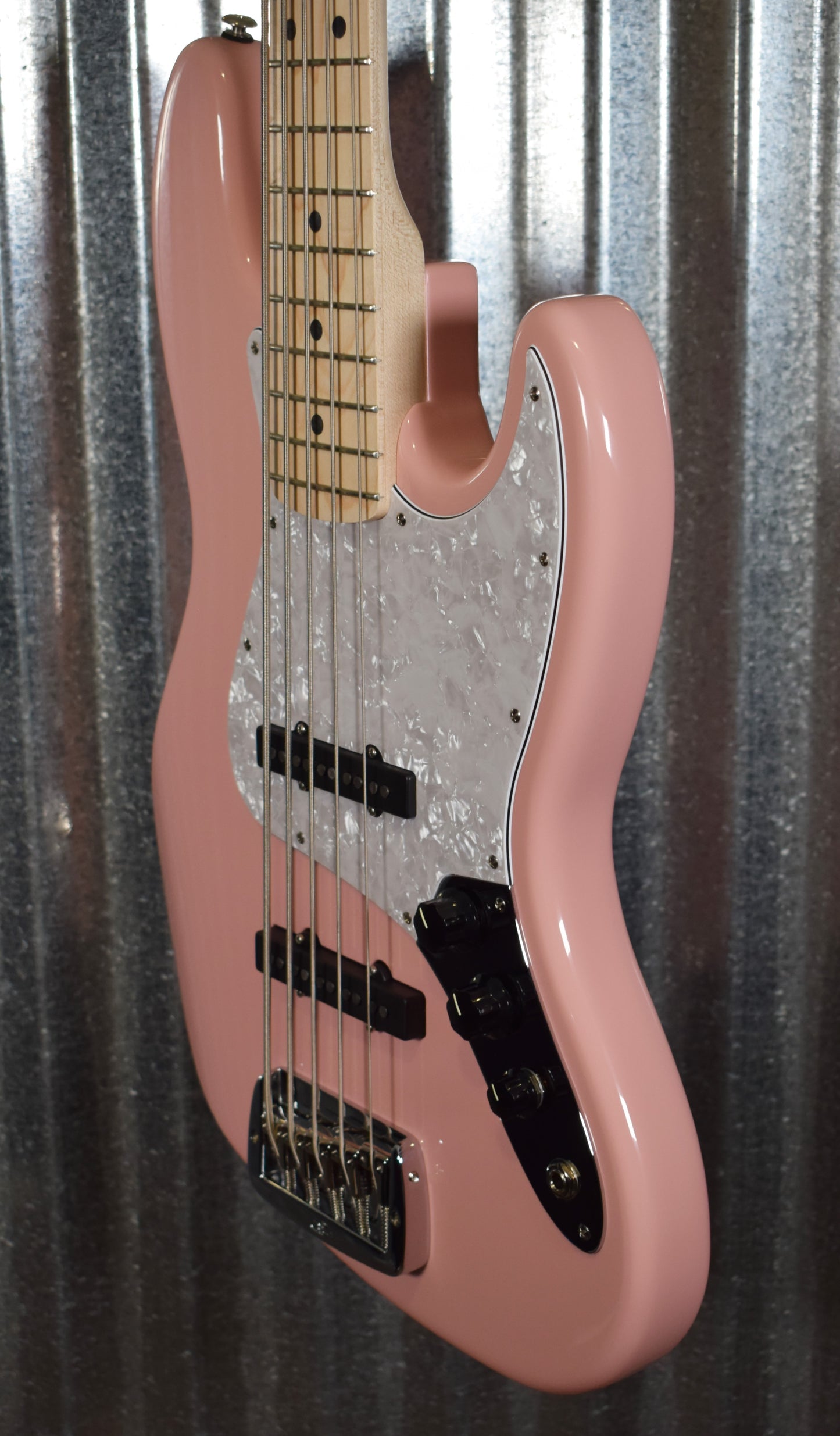 G&L USA JB-5 Shell Pink 5 String Jazz Bass Maple Satin Neck & Case #6099