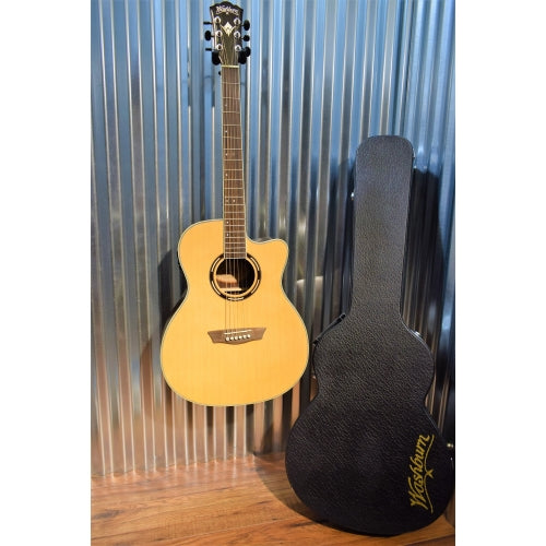 Washburn Guitars AG20CEK Natural Solid Spruce Acoustic Electric Guitar & Case