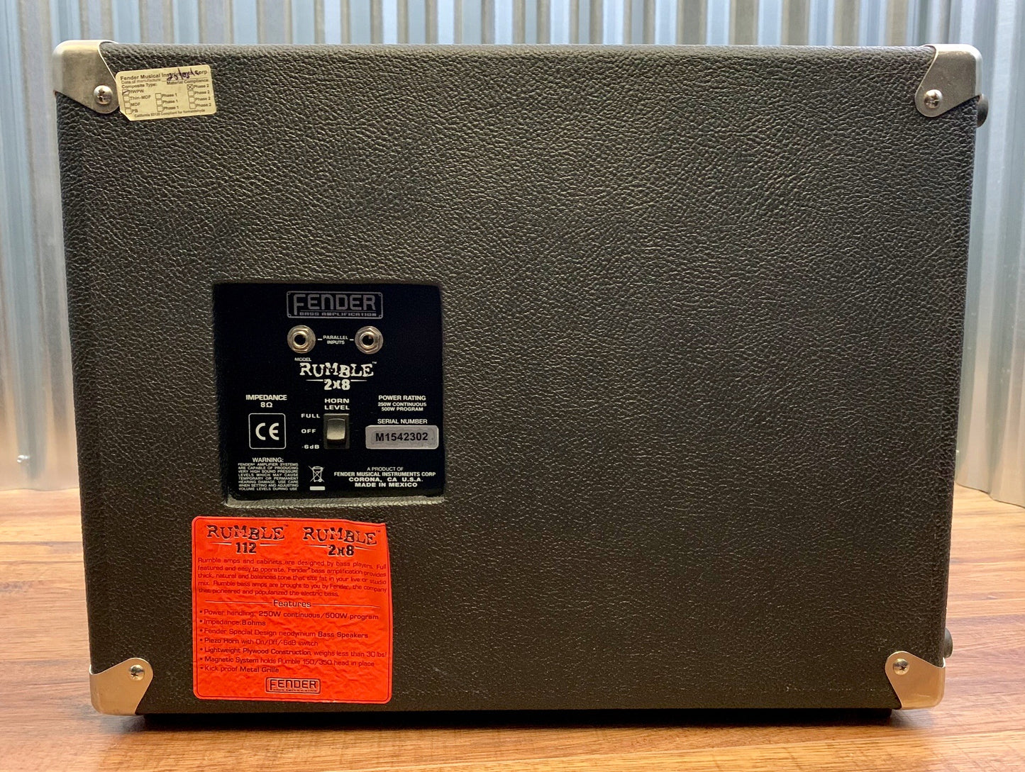 Fender Rumble 2x8" Lightweight Compact Bass Amp Cabinet Used
