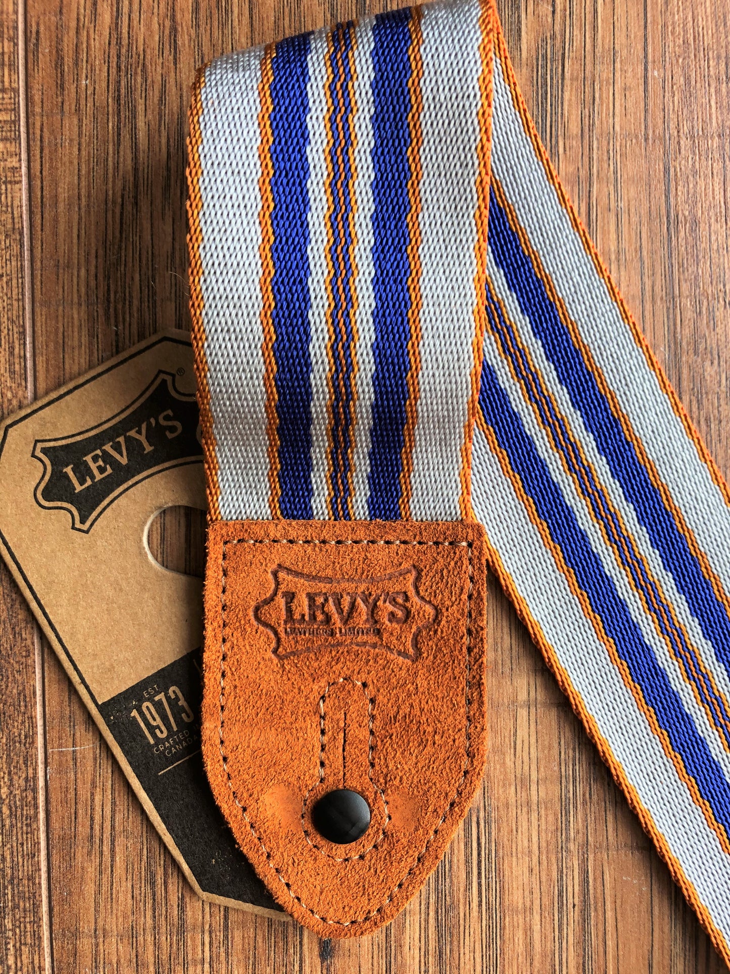 Levy's MC8VIN-005 2" Adjustable Poly Guitar & Bass Strap Blue Grey Orange