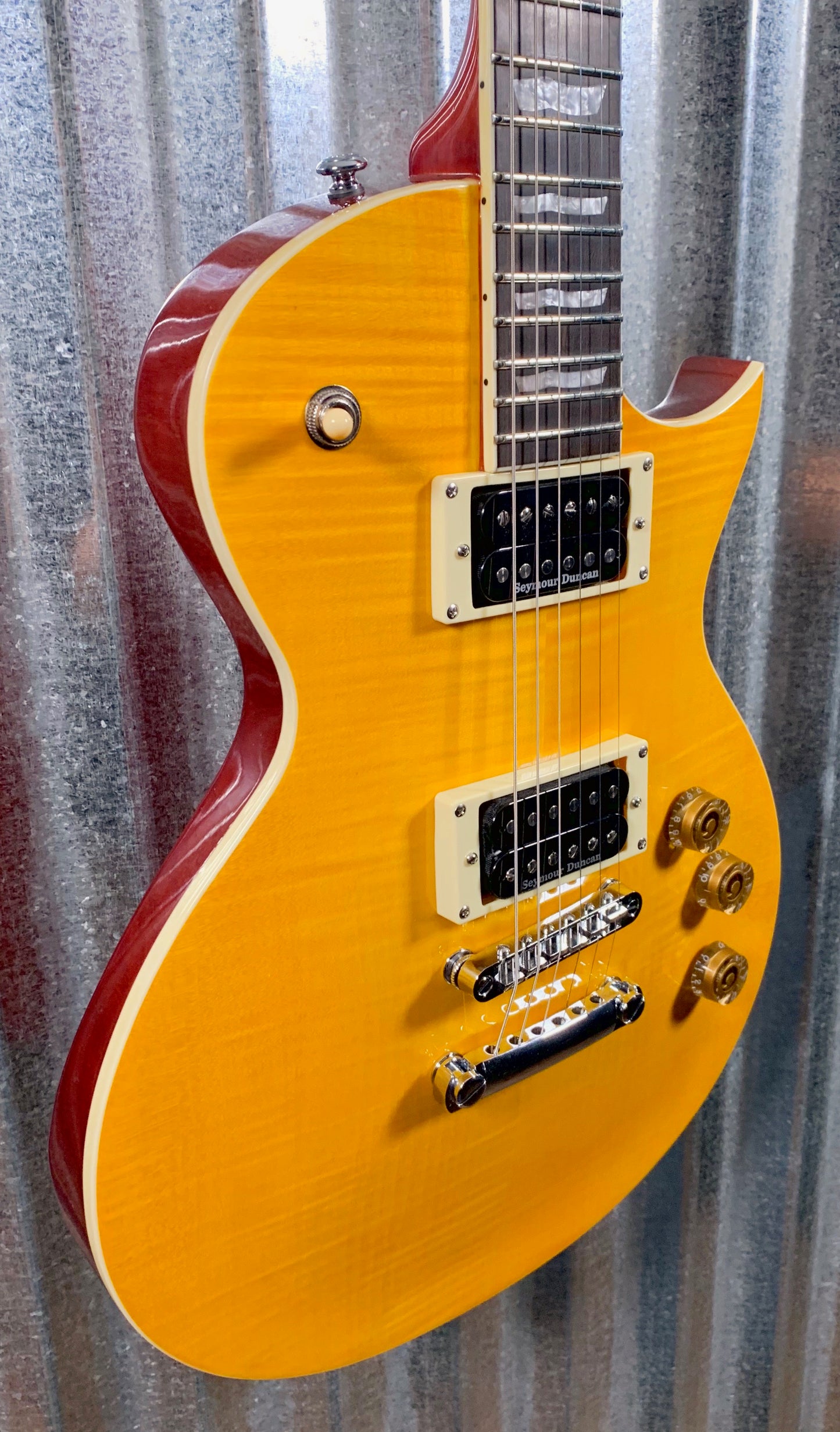 ESP LTD EC-256 Flame Lemon Drop Seymour Duncan Guitar & Bag LEC256LD #2382 Demo
