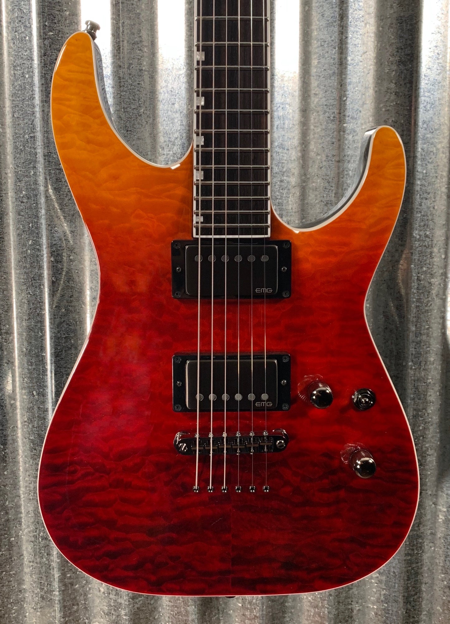 ESP E-II Horizon NT-II Tiger Eye Amber Fade EMG Guitar & Case EIIHORNTIITEAFD #1193