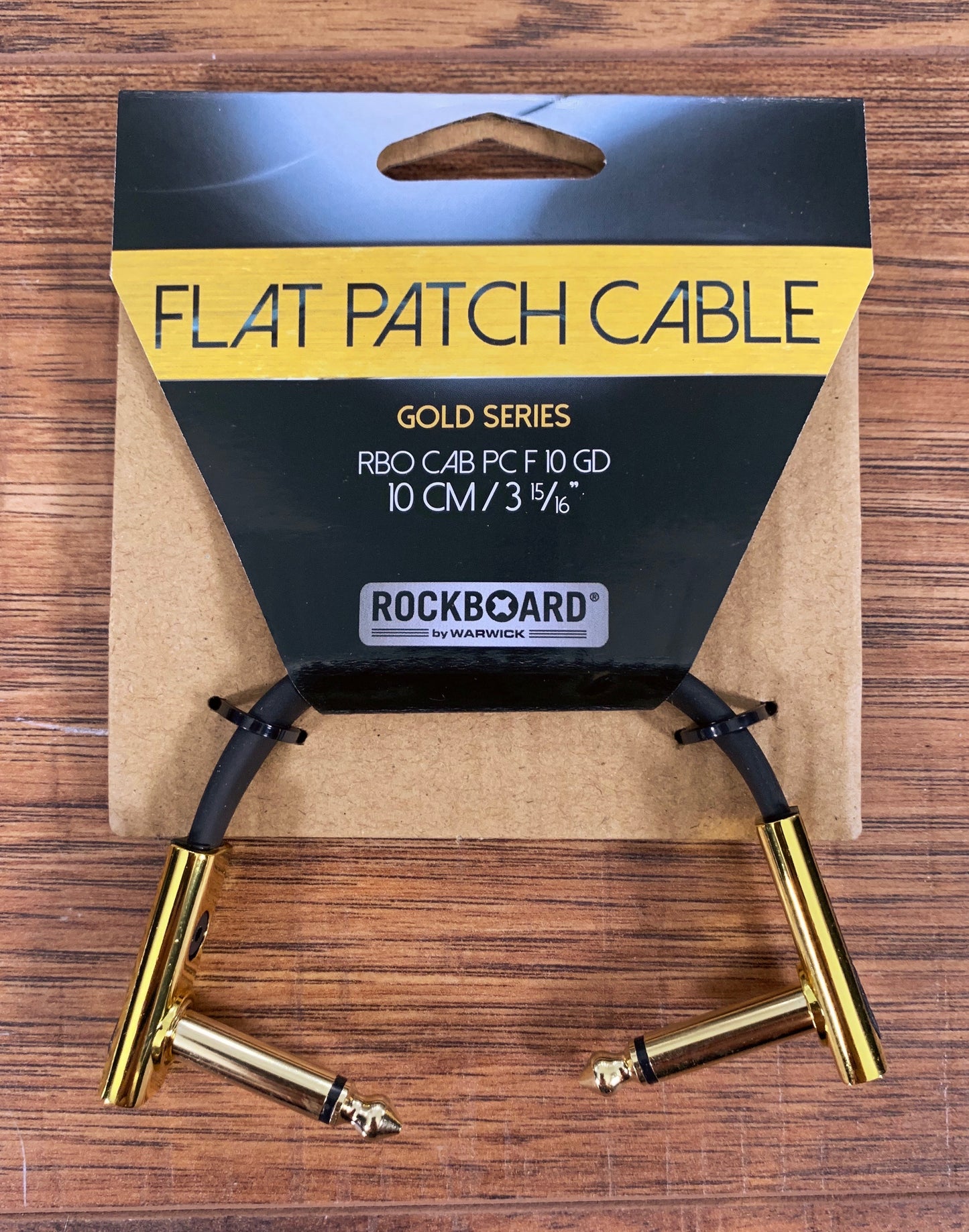Warwick Rockboard Flat Patch Guitar Bass Pedalboard Cable 10 cm 3.49" Gold 3 Pack