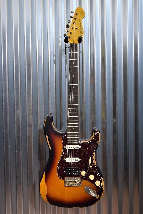 Vintage Icon V6HMRSB HSS Relic Sunburst Distressed Wilkinson Guitar & Case #326