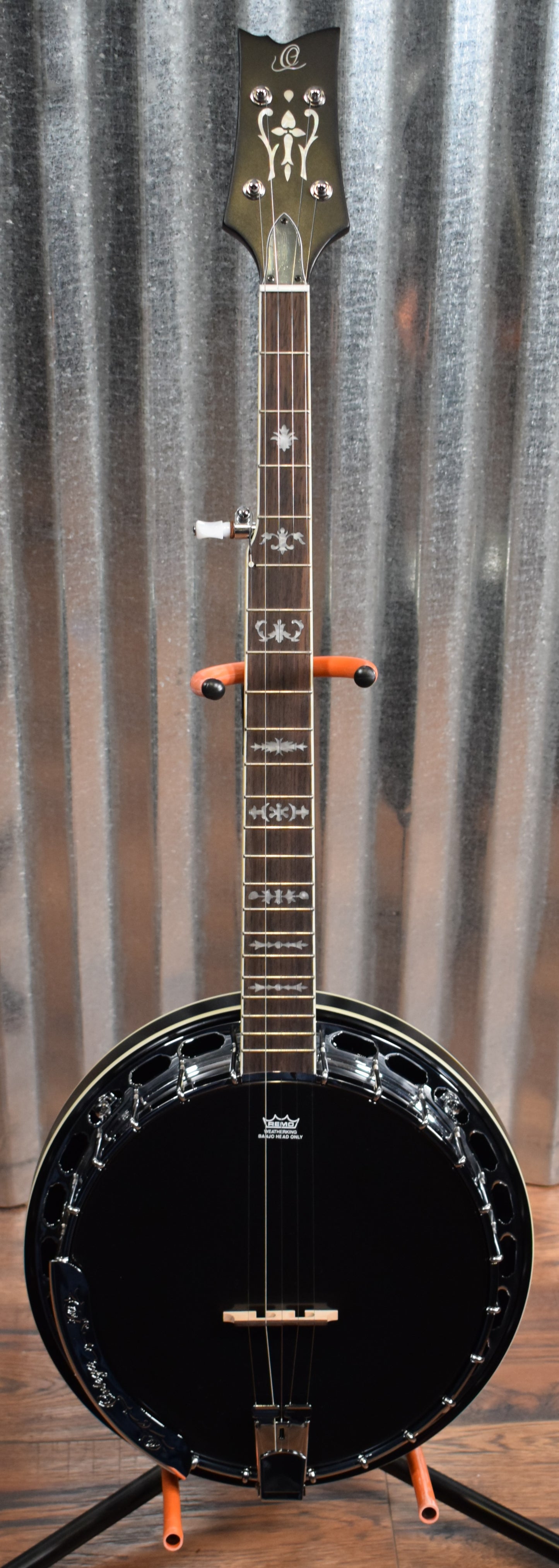 Ortega Guitars Raven OBJ650-SBK 5 String Black Banjo & Bag #0035