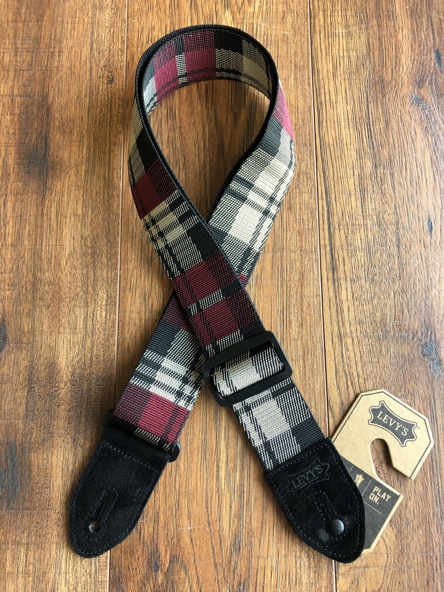 Levy's MC8VIN-010 2" Adjustable Polyester Guitar & Bass Strap Red White Black