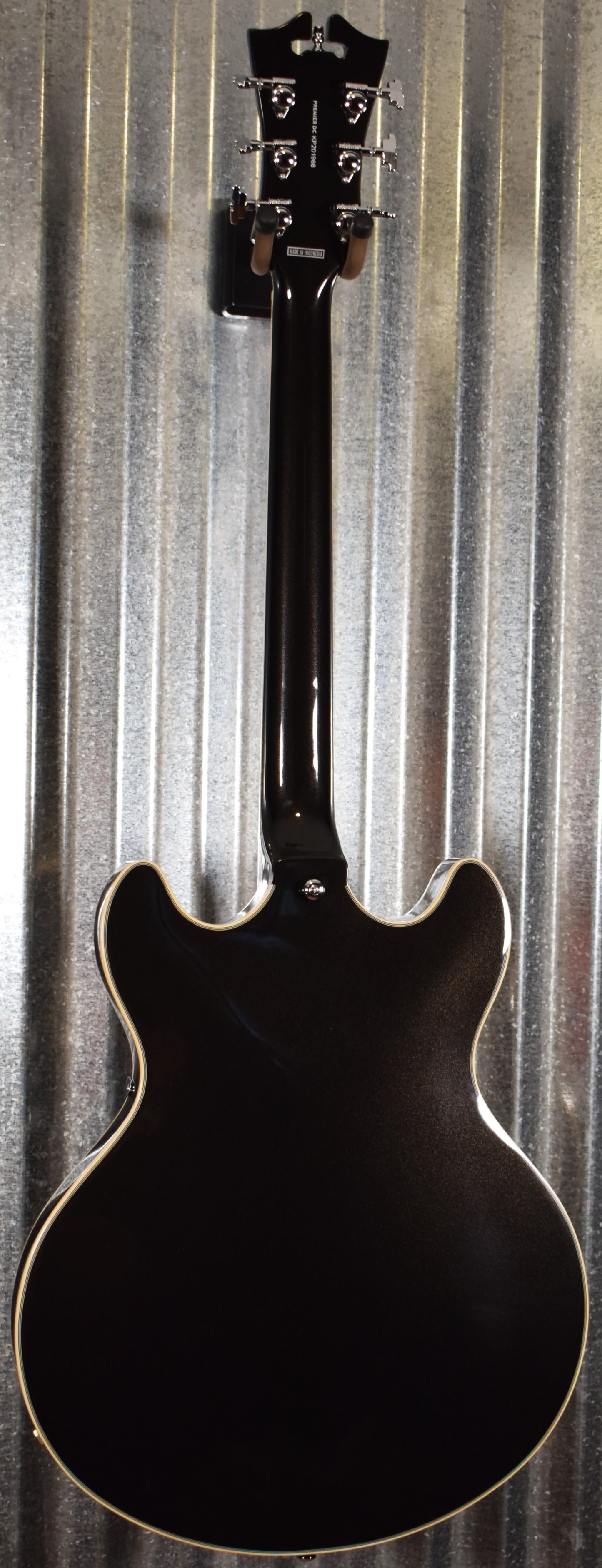 D'Angelico Premier DC Double Cut Semi Hollow Stop Bar Black Flake Guitar & Bag #1968