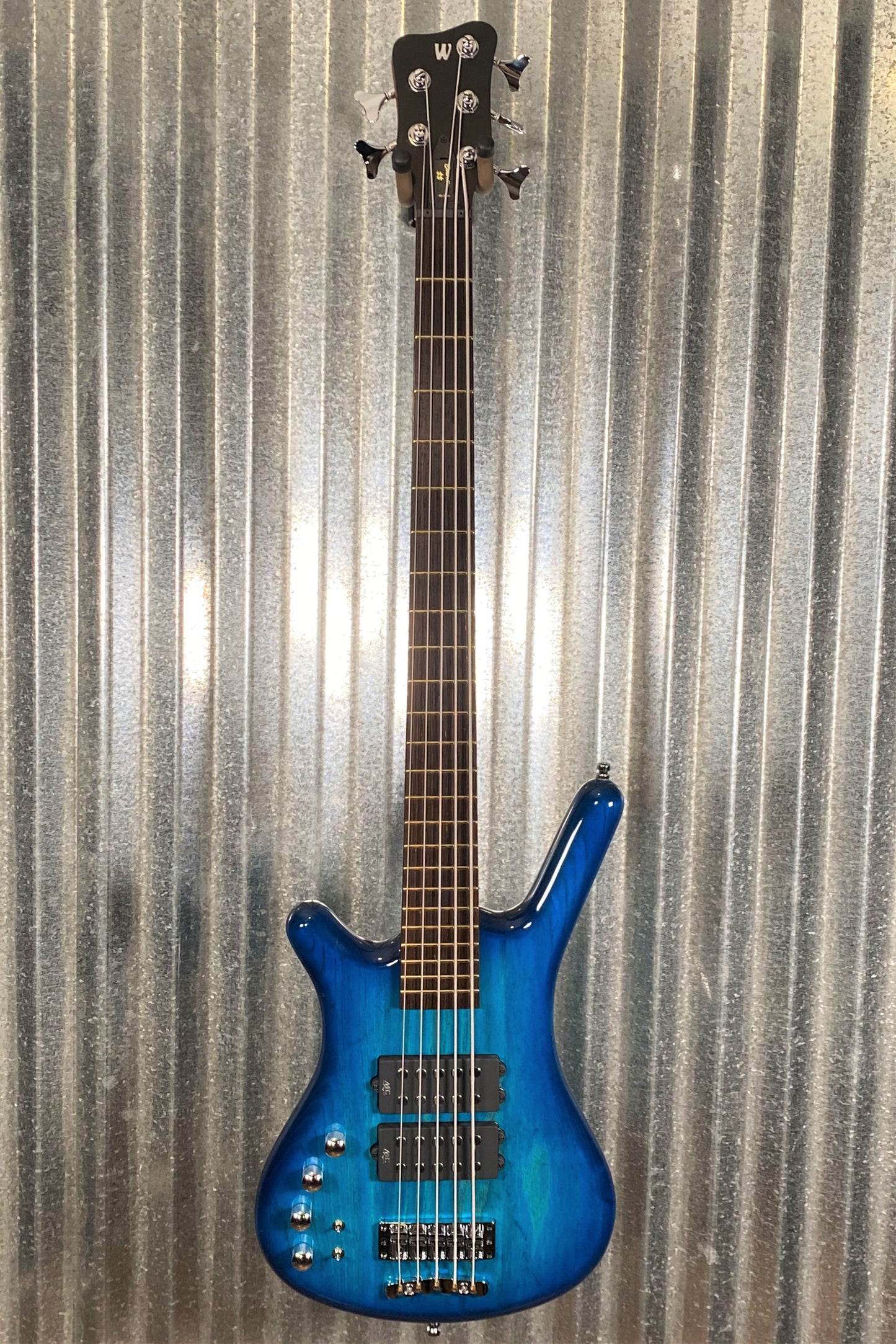 Warwick German Pro Series Corvette $$ Left Hand 5 String Bass LTD Edition Lagoon Blueburst & Bag #1822