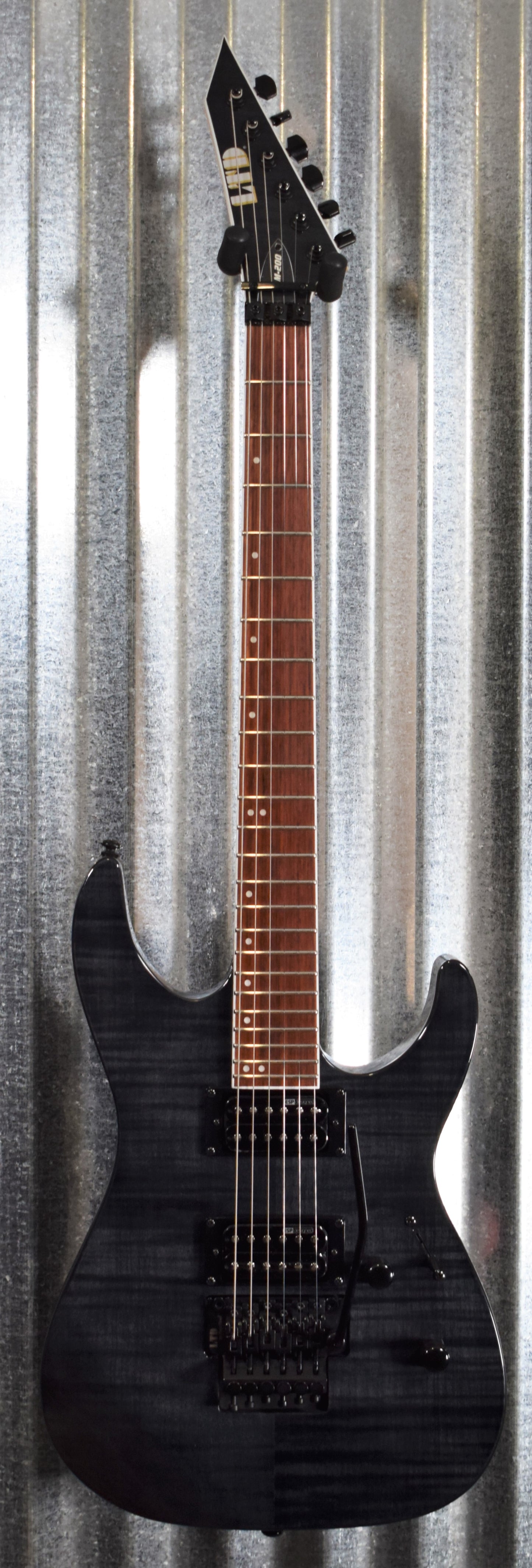ESP LTD M-200FM See Thru Black Flame Top Guitar LM200FMSTBLK #0336
