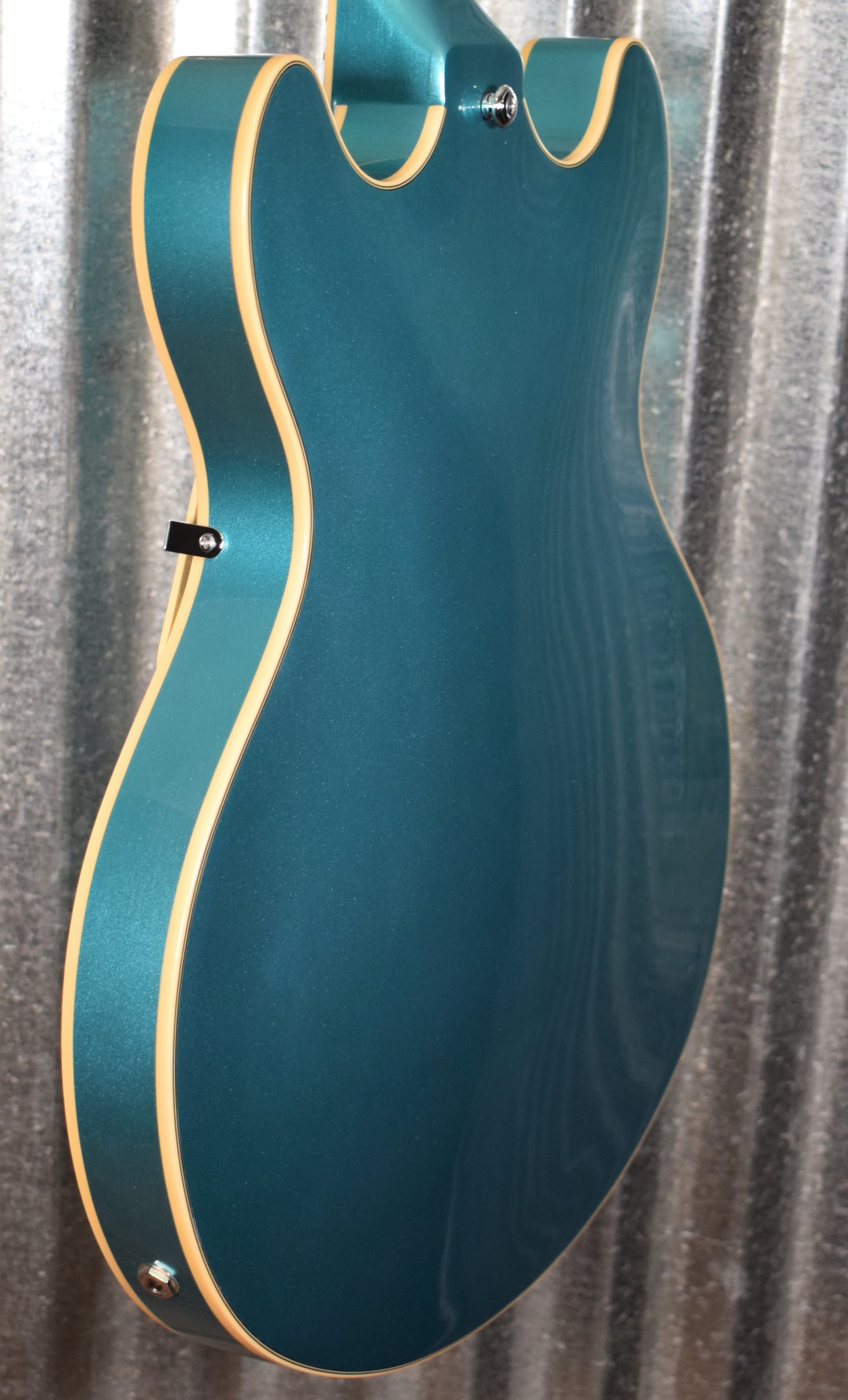 D'Angelico Premier DC Double Cut Semi Hollow Stop Bar Ocean Turquoise Guitar & Bag #0159