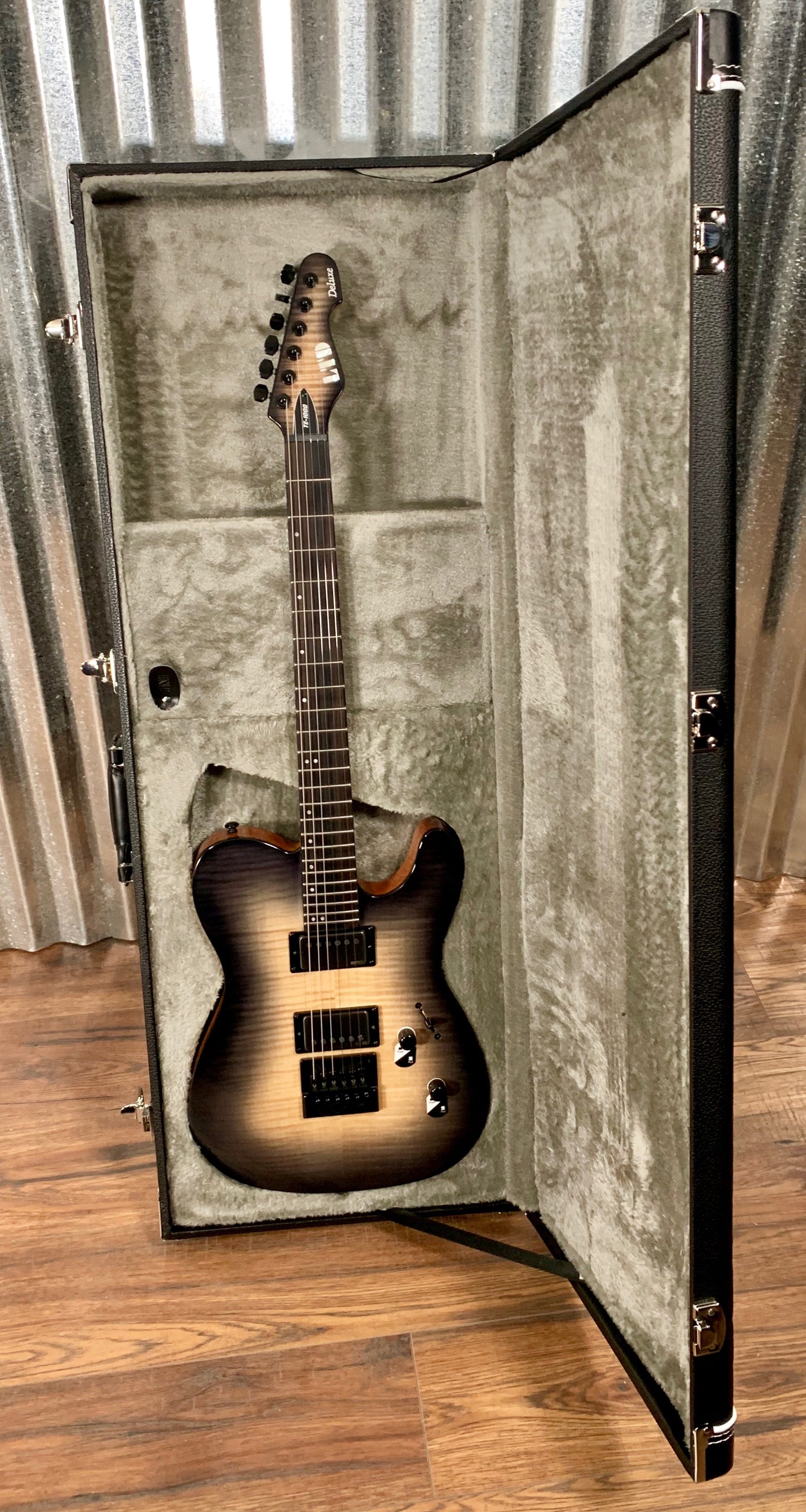 ESP LTD TE-1000 Evertune Black Natural Burst Guitar & Case TE1000ETFMBLKNB #0187
