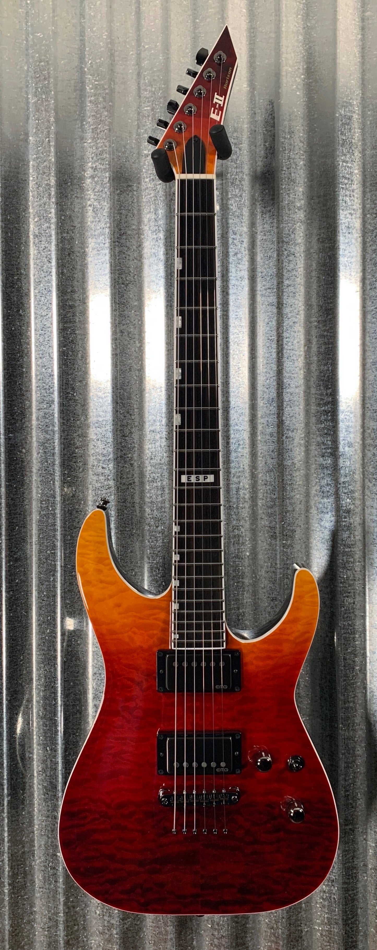 ESP E-II Horizon NT-II Tiger Eye Amber Fade EMG Guitar & Case EIIHORNTIITEAFD #1193