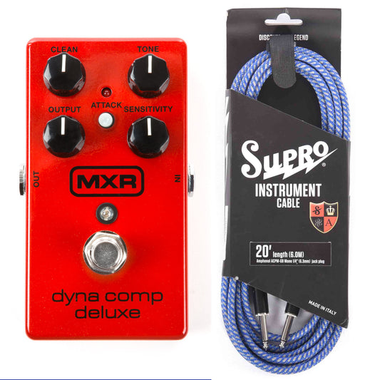 Dunlop MXR M228 Dyna Comp Deluxe Compressor Guitar Effect Pedal + FREE Supro 20' Cable
