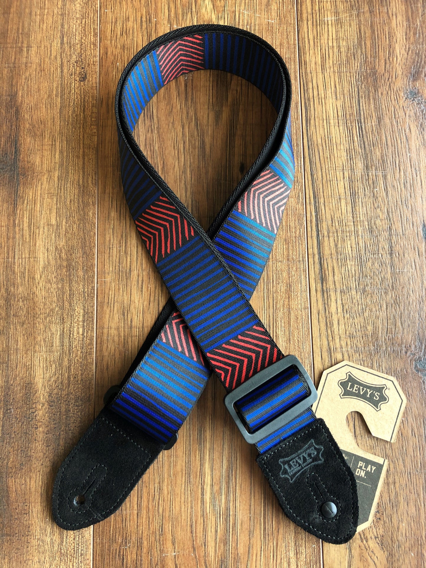 Levy's MP2TC-001 2" Adjustable Print Poly Guitar & Bass Strap Black Red Blue