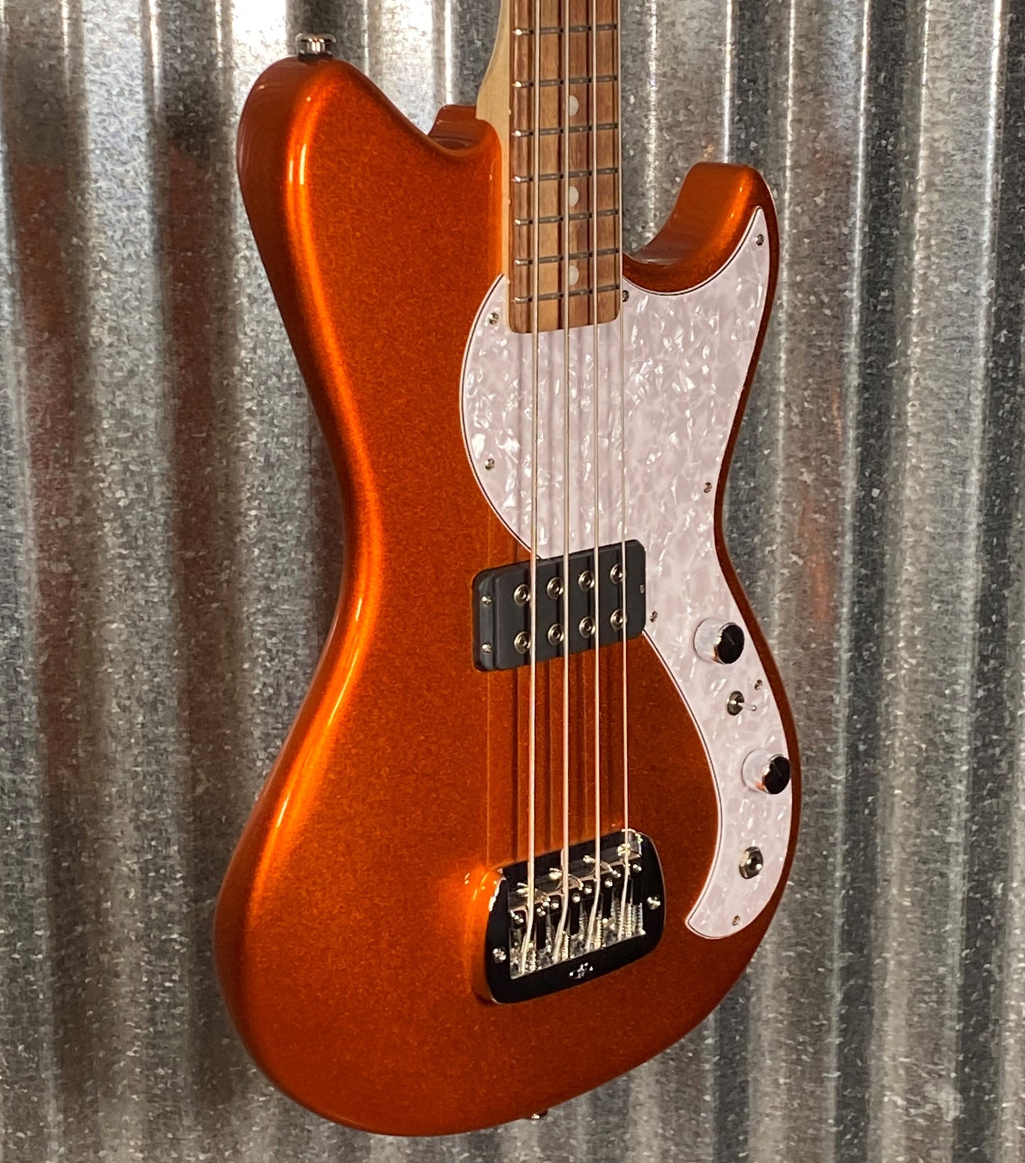 G&L USA Fullerton Deluxe Fallout 4 String Short Scale Bass Tangerine Metallic & Bag #9349