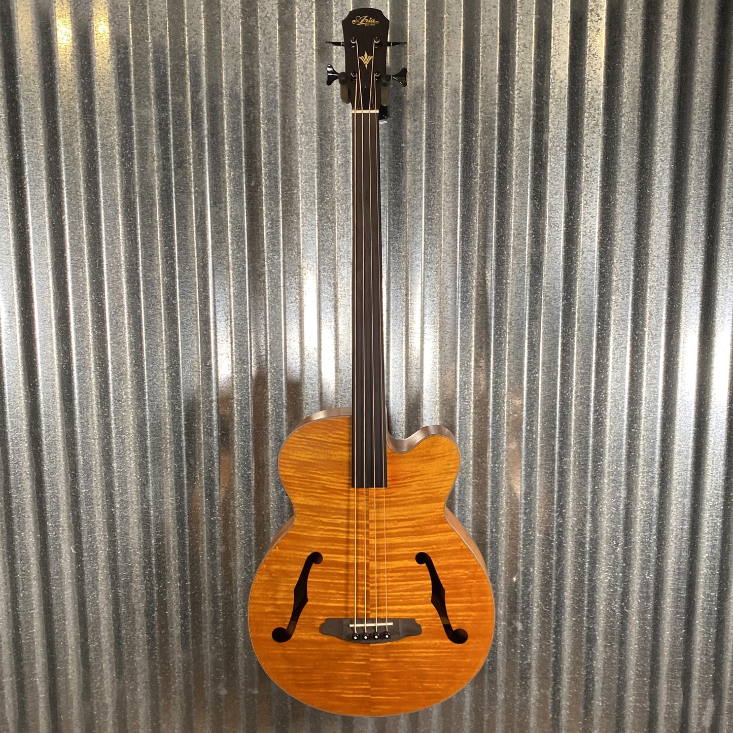 Aria Pro FEB-F2/FL 4 String Acoustic Electric Fretless Bass Brown Stain #0706