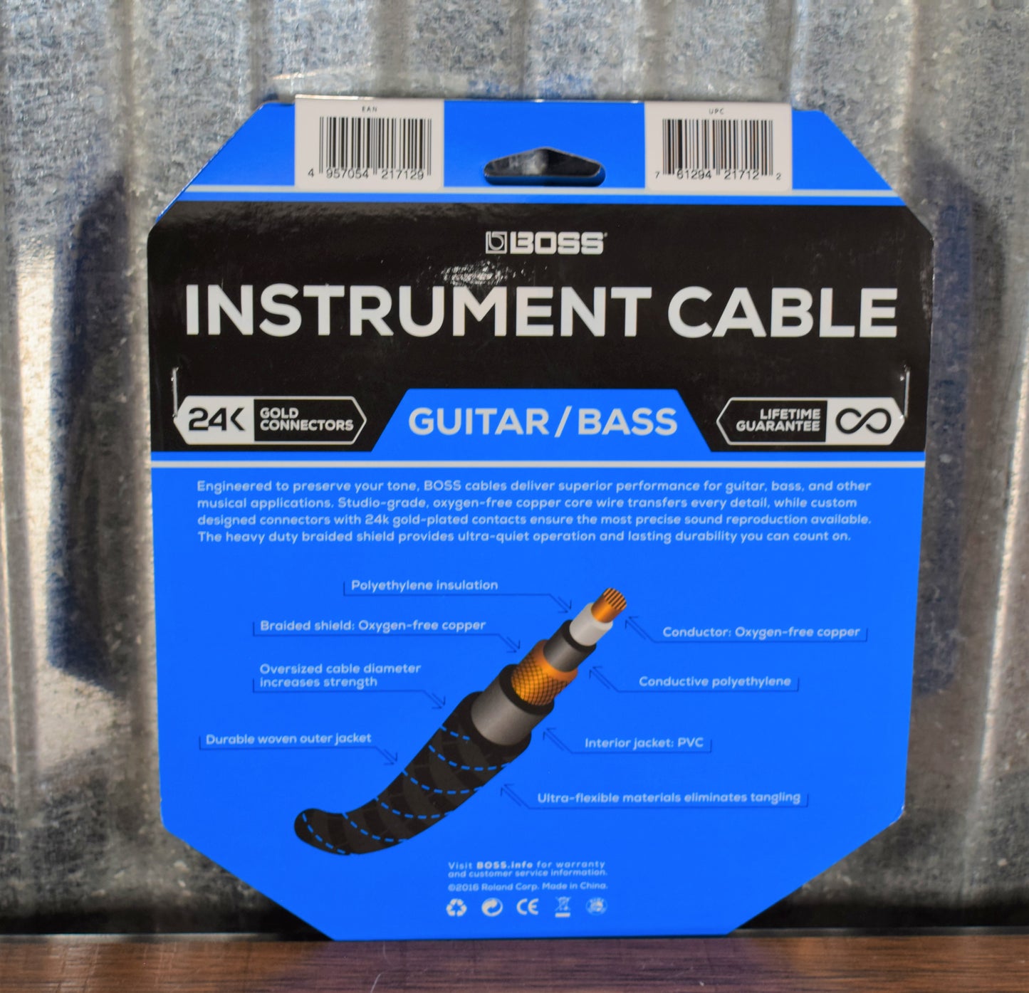 Boss BIC-20 20FT / 6M 1/4" Instrument Cable Straight/Straight