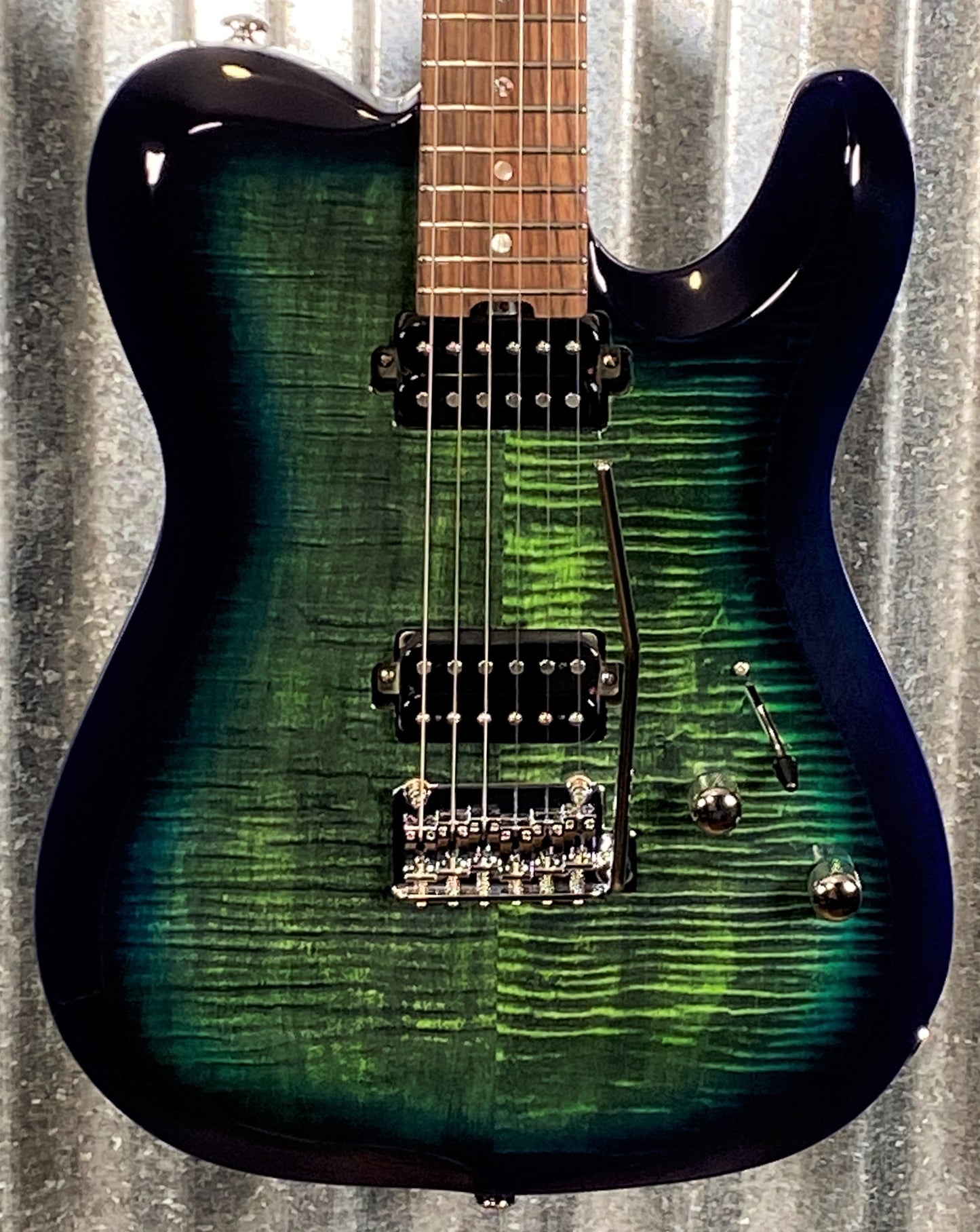 Musi Virgo Fusion Telecaster HH Deluxe Tremolo Greenburst Guitar #5034 Used