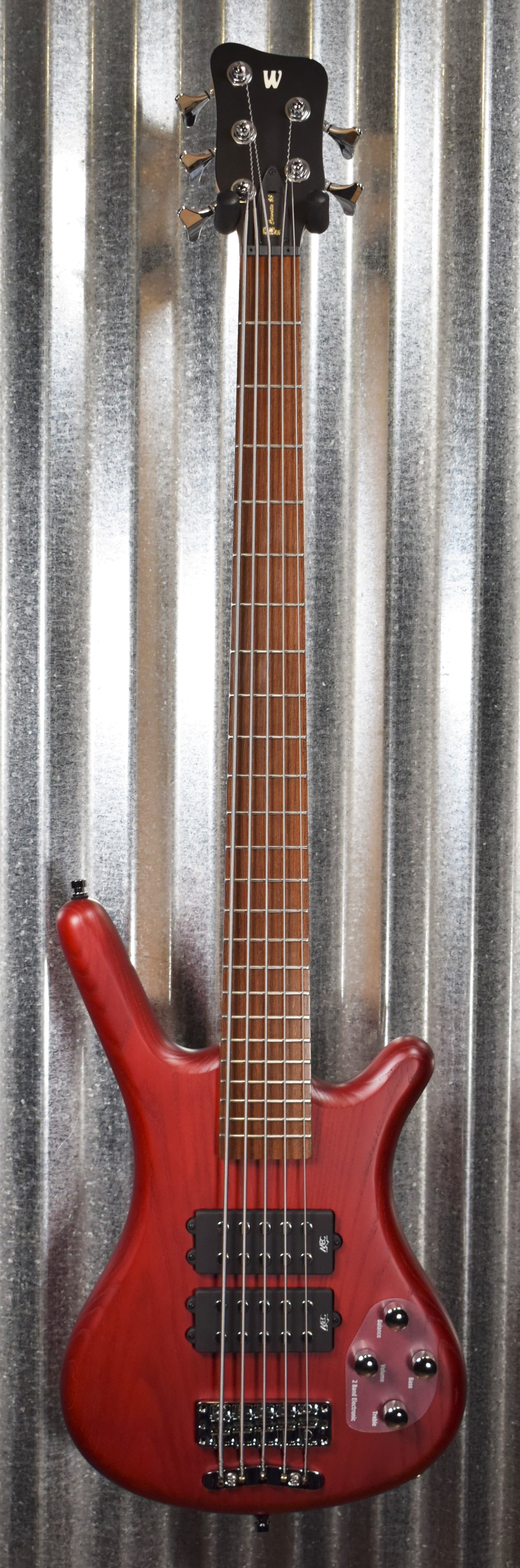 Warwick Rockbass Corvette $$ Double Buck Burgundy 5 String Bass & Bag #1018