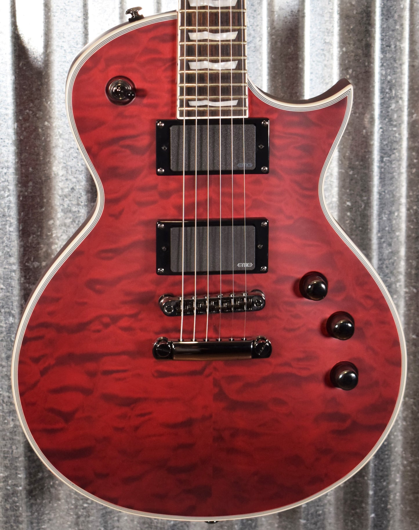 ESP LTD EC-401 Quilt Maple See Thru Black Cherry Satin Guitar LEC401QMSTBCS #2342 Used