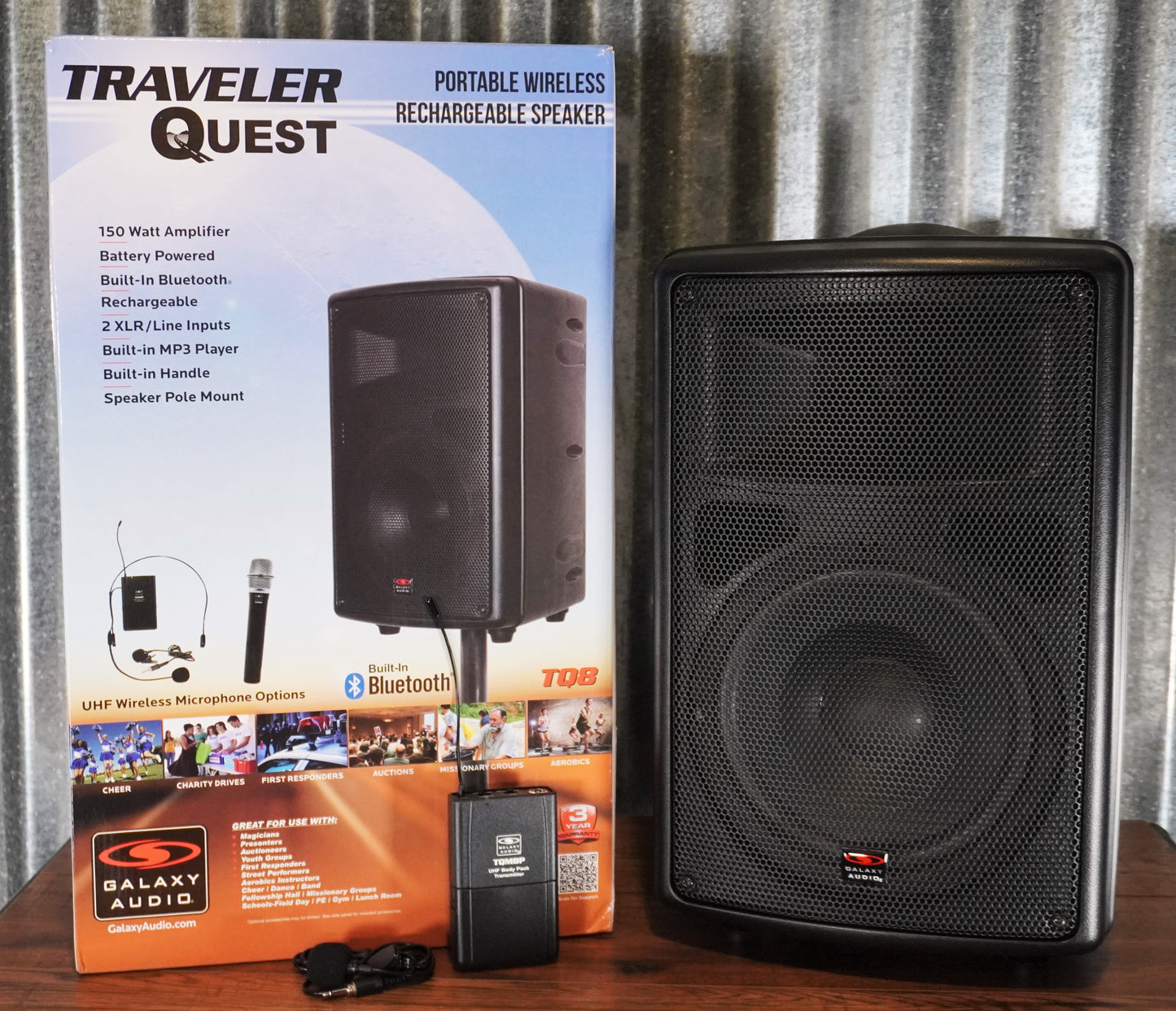 Galaxy Audio Quest TQ8-20V0N Portable Battery Powered PA System & Wireless Lav