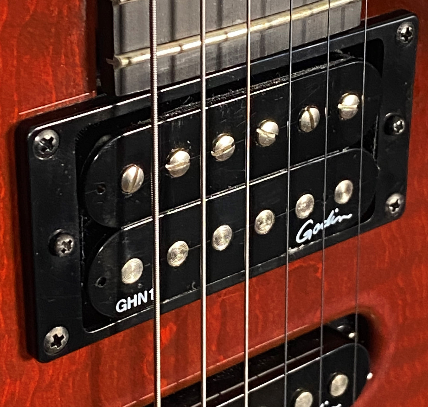 Godin xtSA Lightburst Flame Dark Trans Red Roland Synth Ready Guitar & Bag #2119 Used