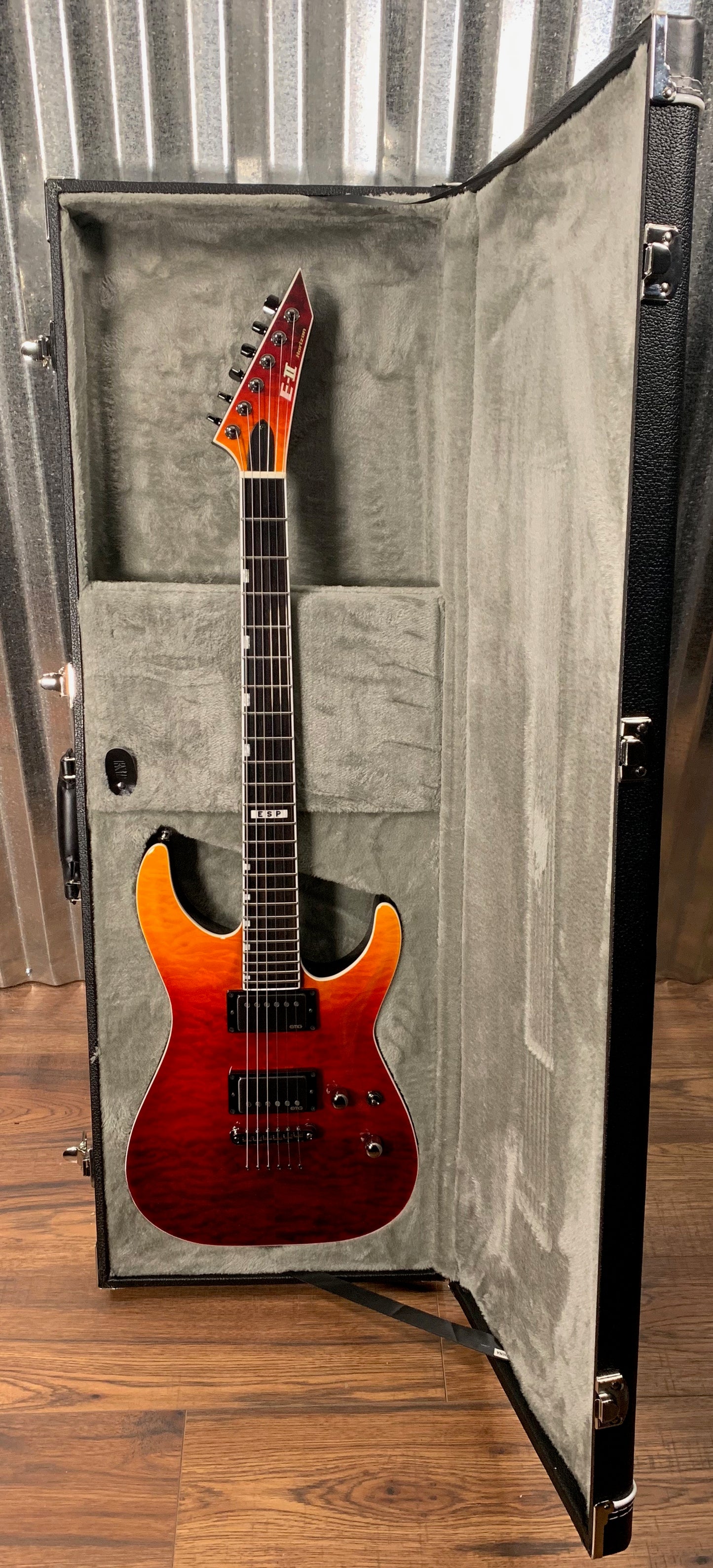 ESP E-II Horizon NT-II Tiger Eye Amber Fade EMG Guitar & Case EIIHORNTIITEAFD #1193