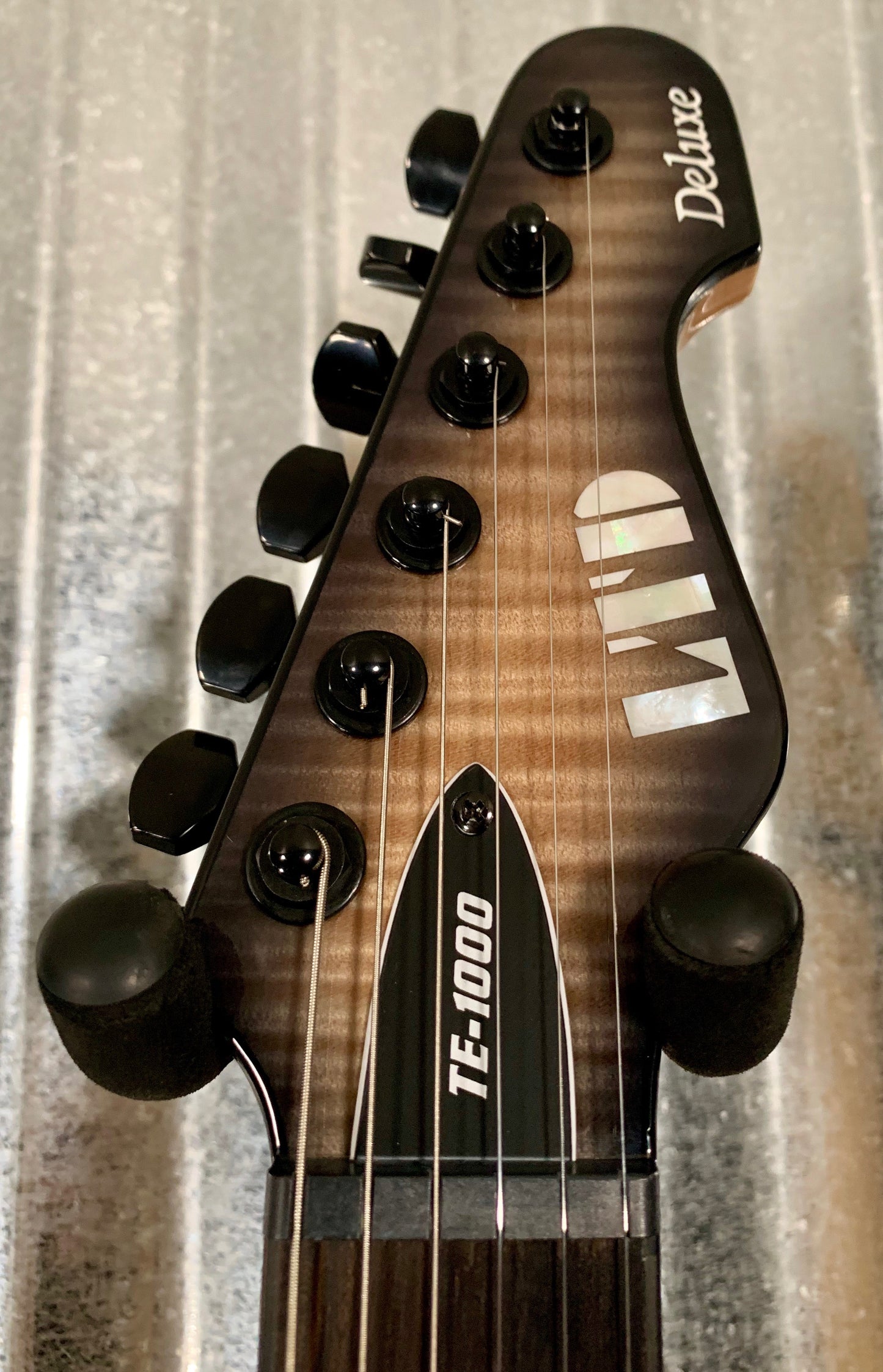 ESP LTD TE-1000 Evertune Black Natural Burst Guitar & Case TE1000ETFMBLKNB #0187