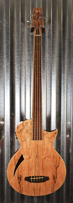 ESP LTD TL-5 Spalted Maple Thinline 5 String Acoustic Electric Bass LTL5SMNAT & Case #1008