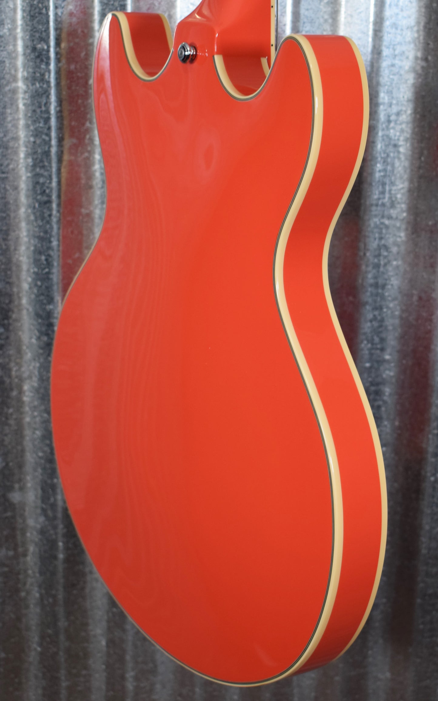 D'Angelico Premier DC Double Cut Semi Hollow Stop Bar Fiesta Red Guitar & Bag #5384