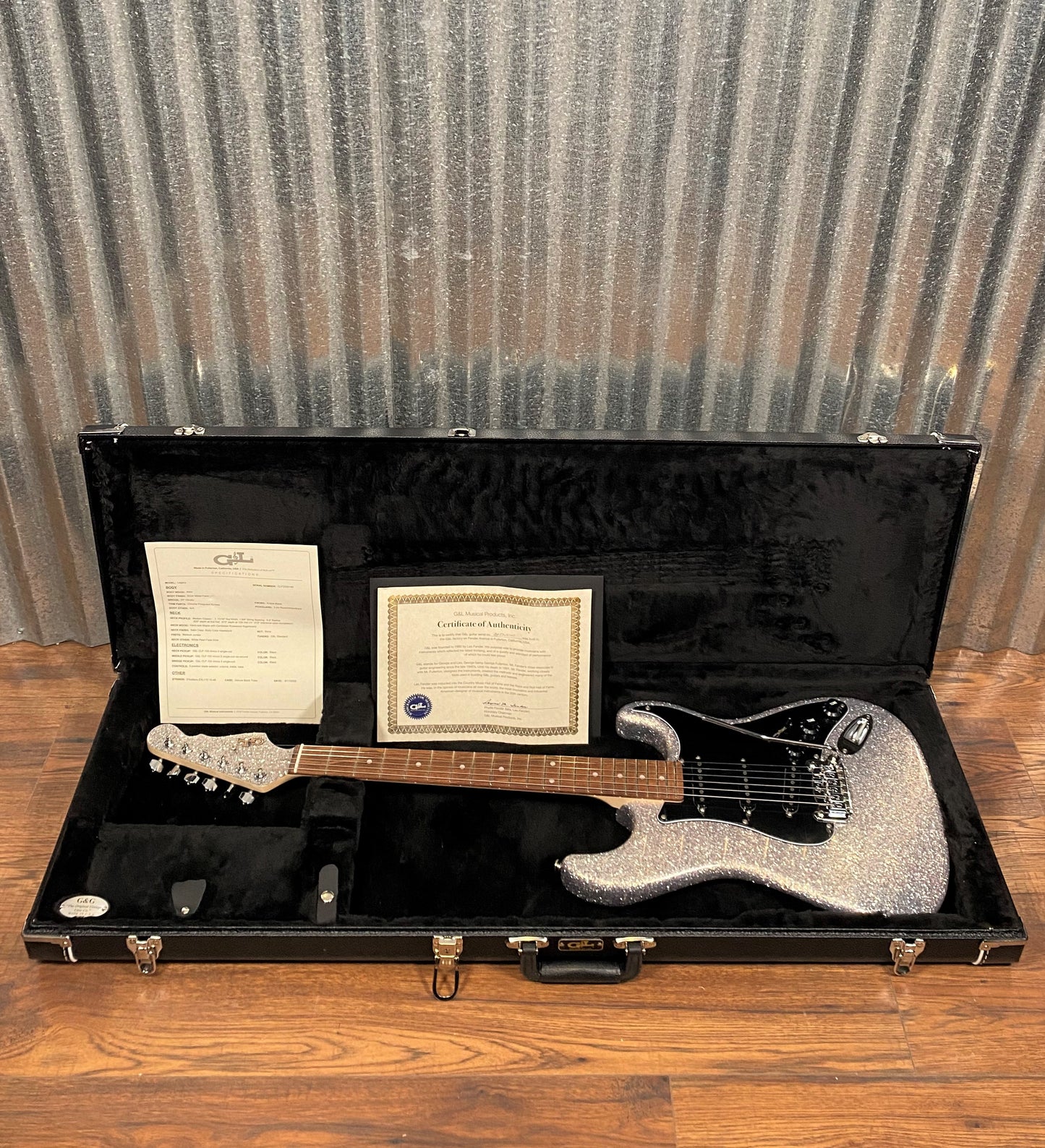 G&L USA Legacy Silver Metal Flake Guitar & Case #5140