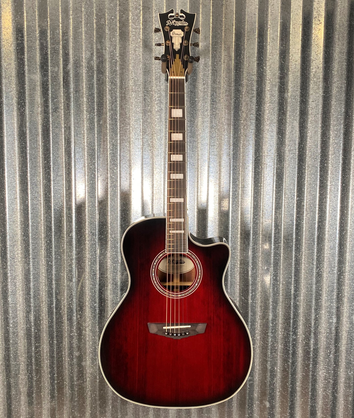 D'Angelico Premier Gramercy Grand Auditorium CE Trans Black Cherry Acoustic Electric Guitar #3995