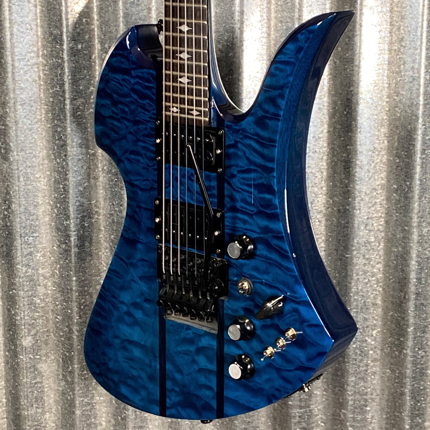 BC Rich Mockingbird ST Korea Trans Blue Quilt Flame Maple Guitar #0041 Used