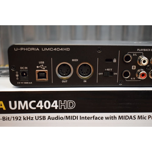 Behringer U-Phoria UMC404HD Audiophile 4x4 24 Bit USB Recording Interface Open Box
