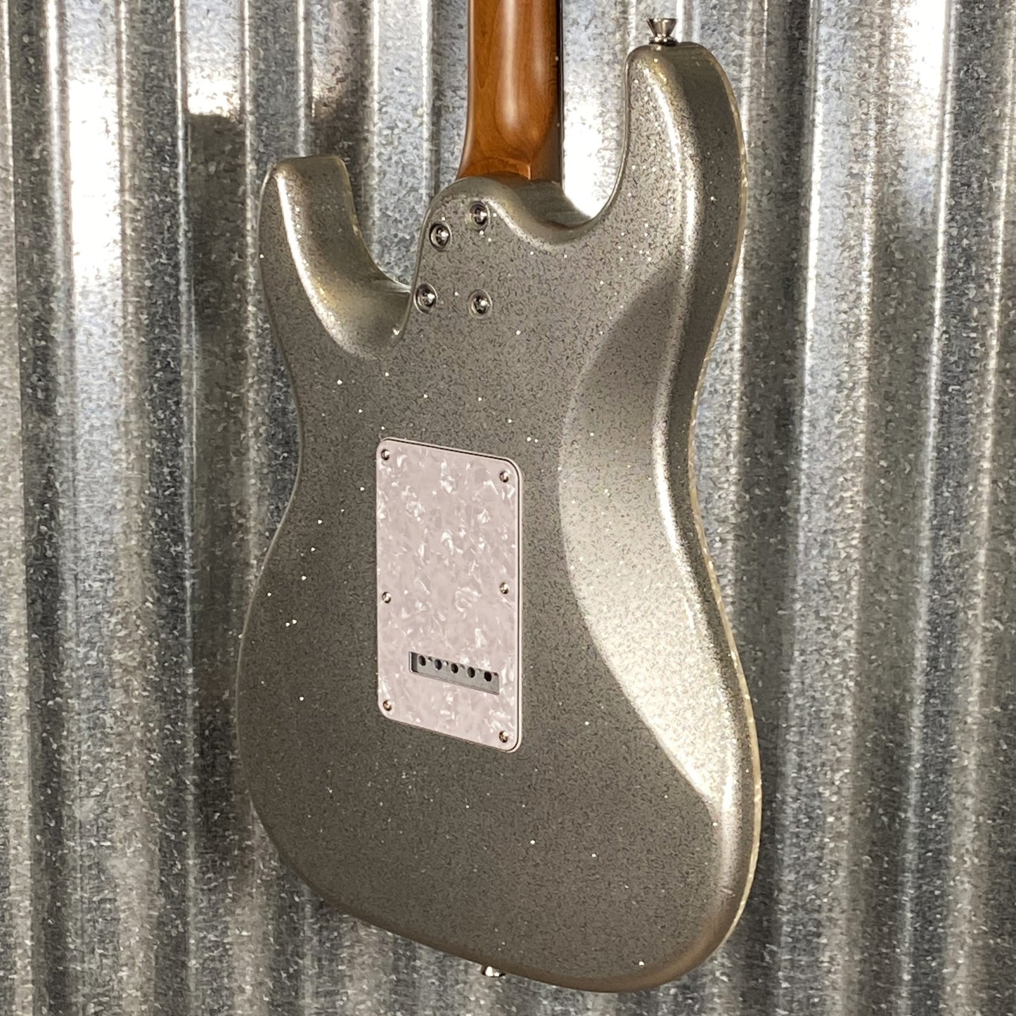 Jet JS500SLS HH Strat Style Guitar Bound Silver Sparkle #0009 Blem