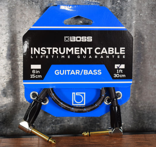 Boss BIC-1AA 1FT / 30CM 1/4" Instrument Patch Cable Angled/Angled