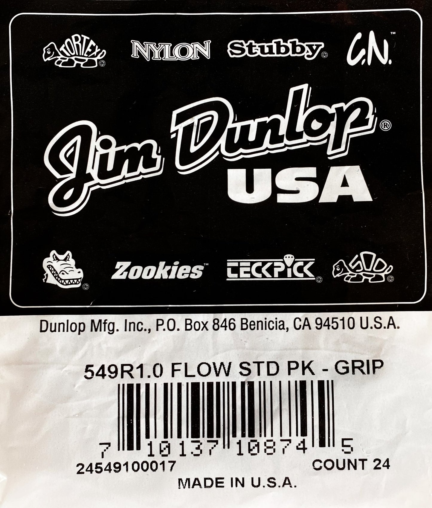 Dunlop 549-100 Flow Standard Grip 1.0mm Bag 24 Count