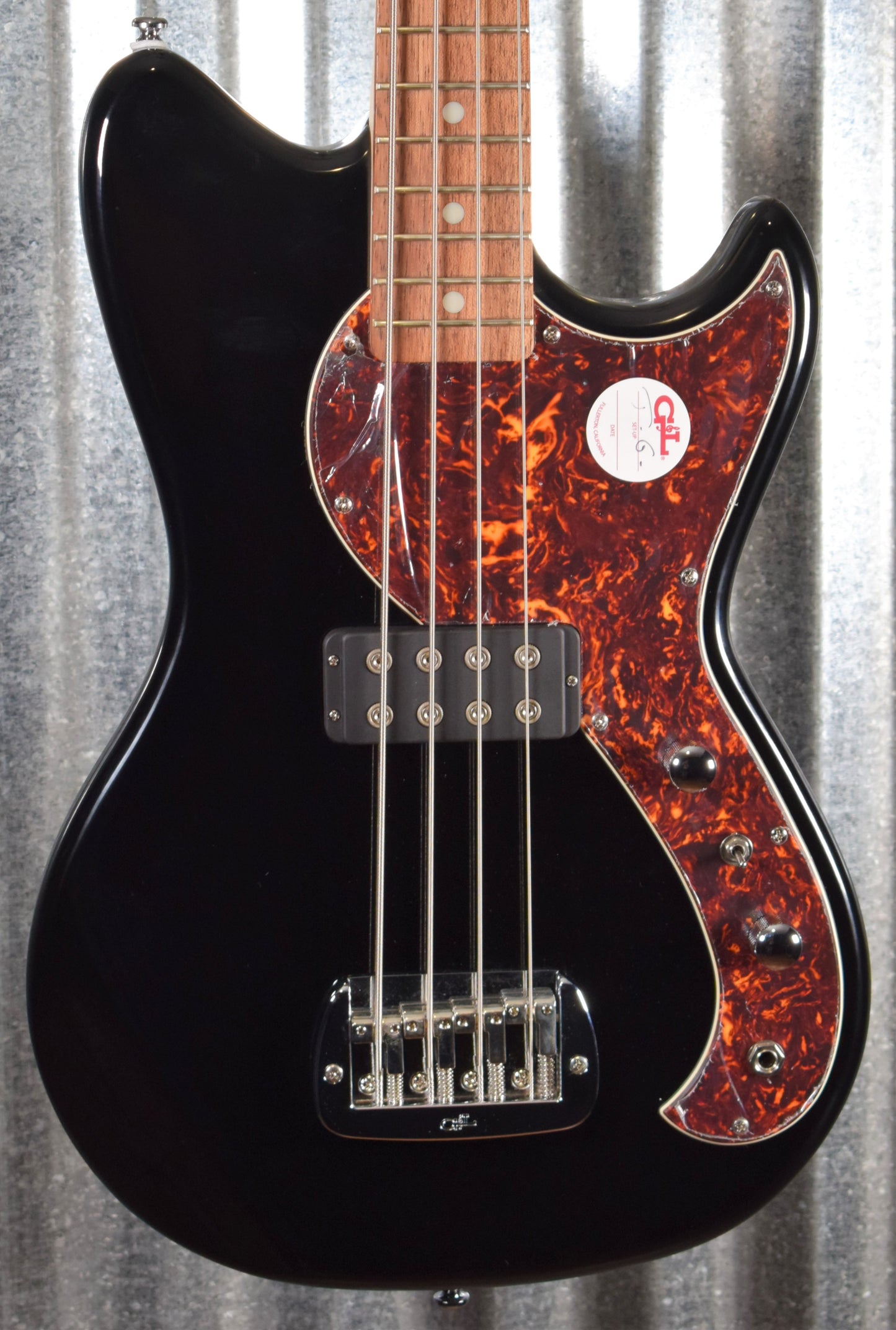 G&L Guitars Tribute Fallout Bass Short Scale 4 String Jet Black #0162 B Stock