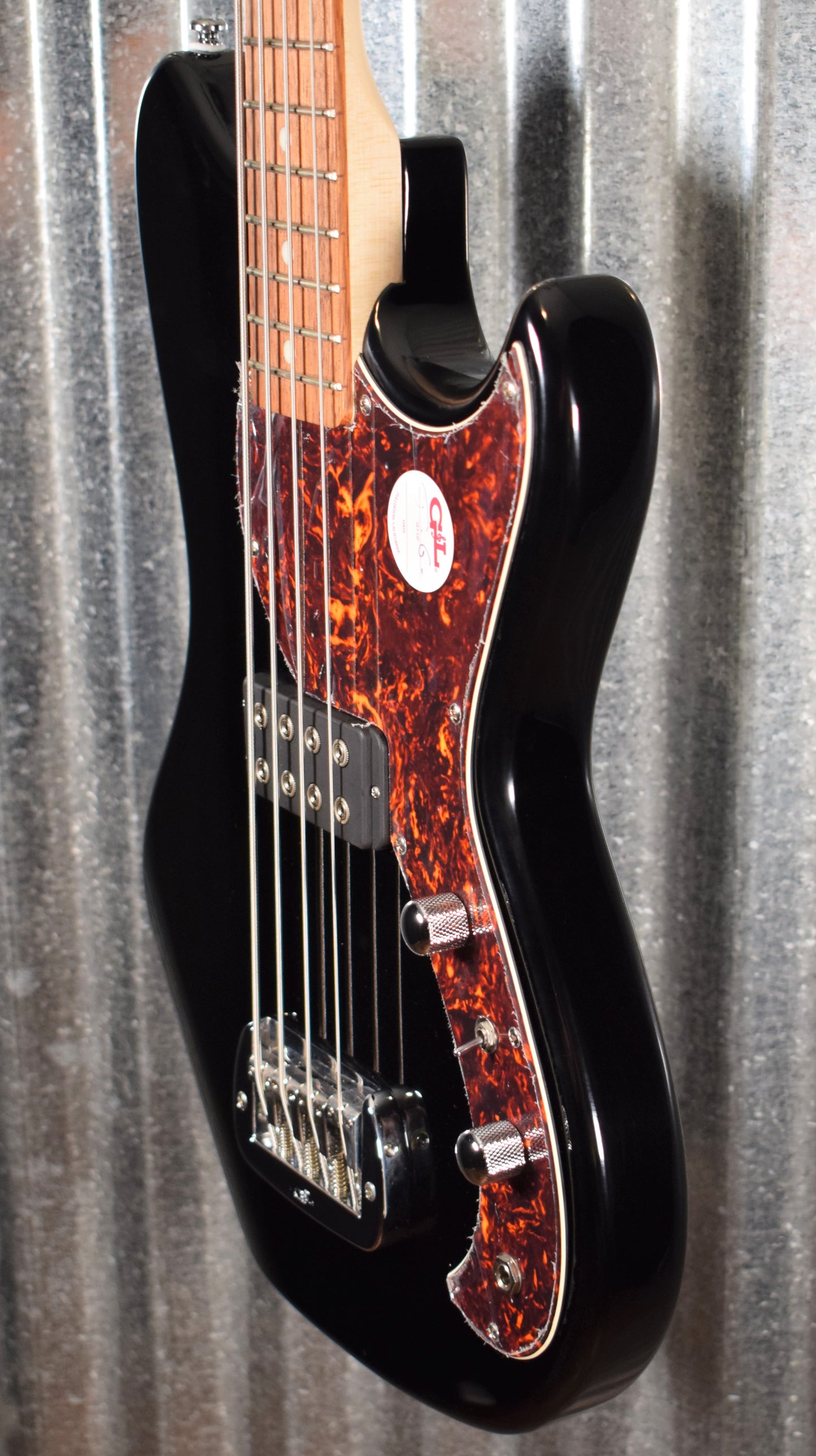 G&L Guitars Tribute Fallout Bass Short Scale 4 String Jet Black #0162 B Stock