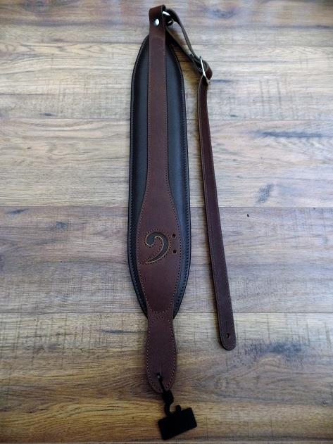 LM Products E-XCLEF BR Premium Latigo Leather Top Bass Guitar Strap