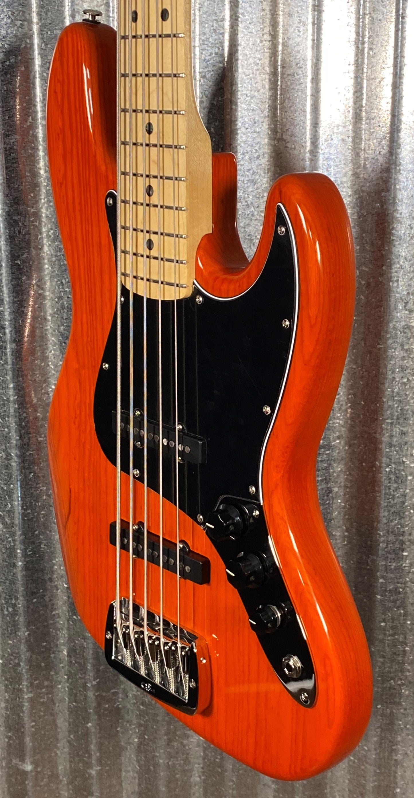G&L USA JB-5 5 String Jazz Bass Clear Orange & Case JB5 Blem #1110