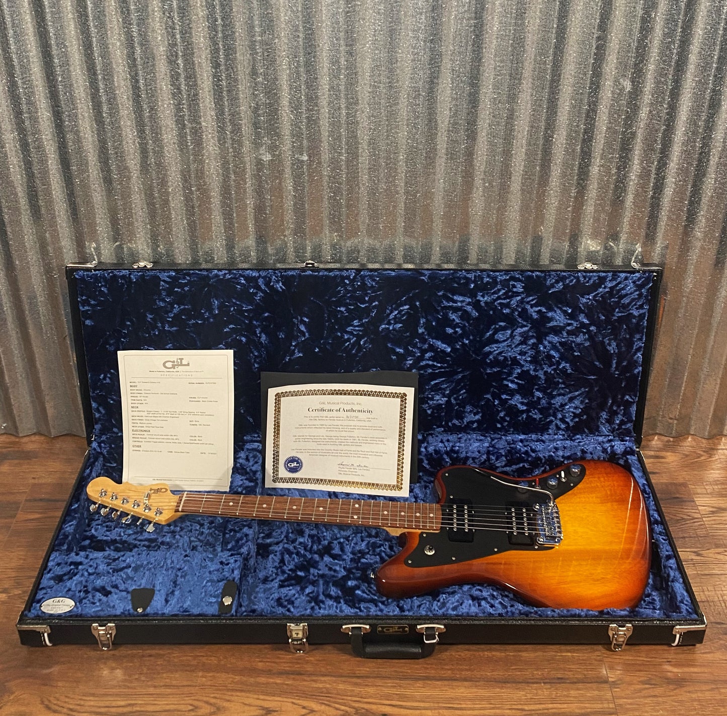G&L USA CLF Research Doheny V12 Old School Tobacco Sunburst Guitar & Case Blem #7300