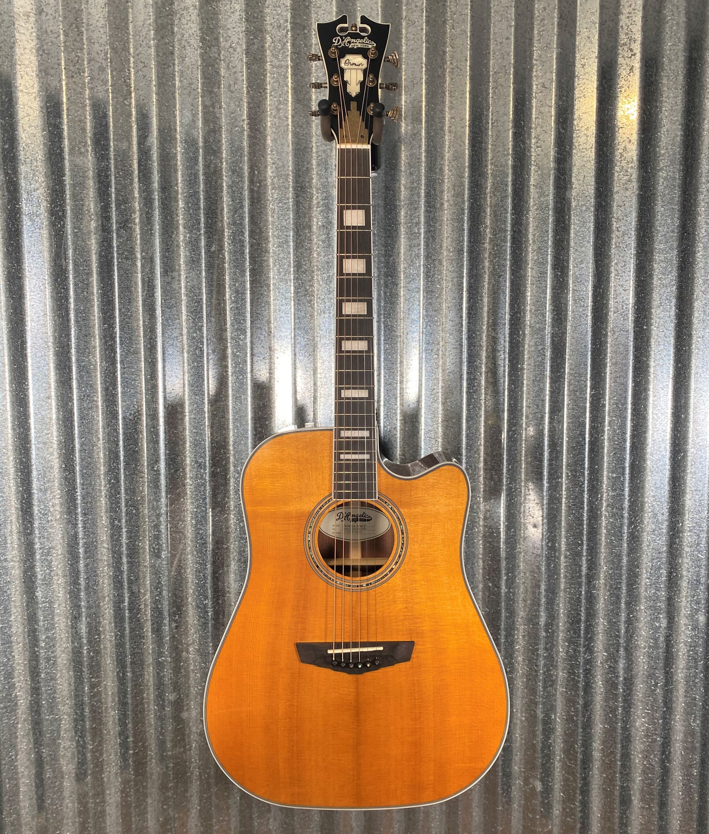 D'Angelico Premier Bowery Dreadnought CE Vintage Natural Acoustic Electric Guitar #6823