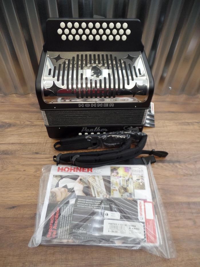 Hohner 3100GB Panther GCF Diatonic Accordion in Black *