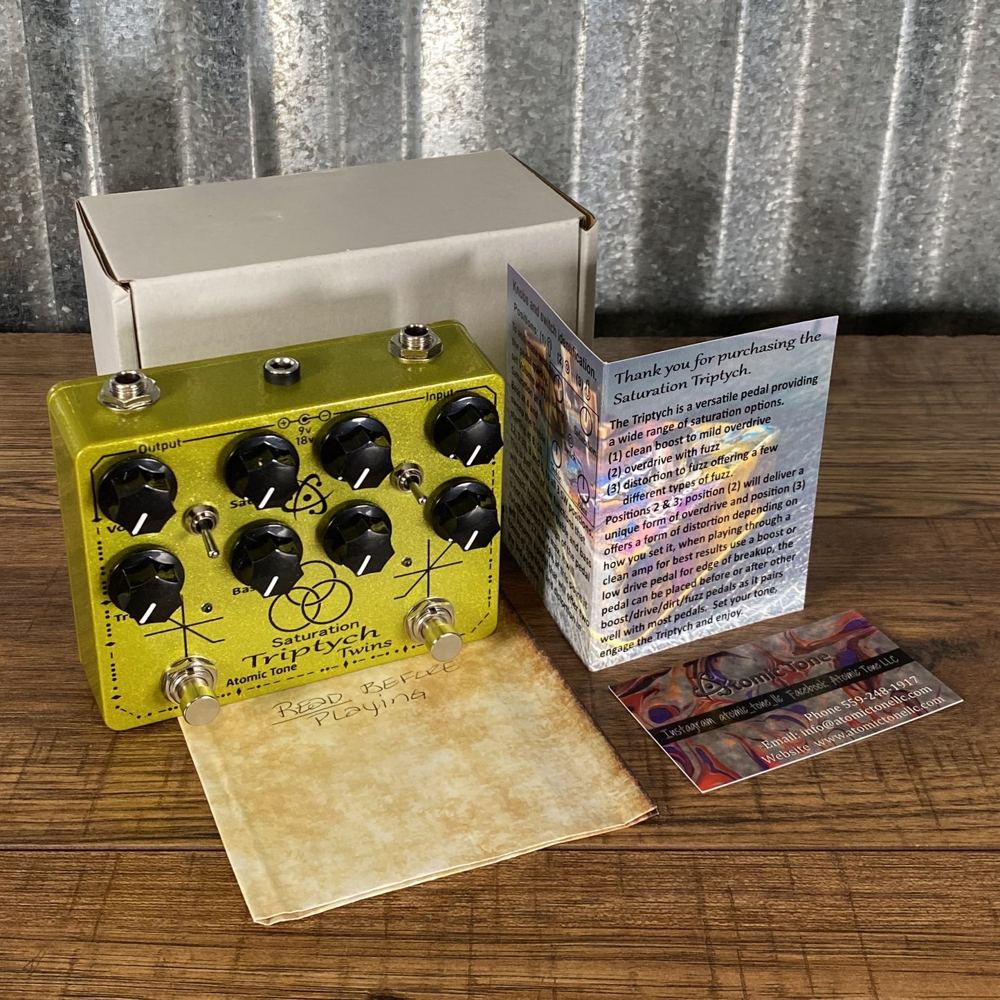 Atomic Tone Saturation Triptych Twin Pedal Standard Overdrive Fuzz Distortion Guitar Effect Pedal Used