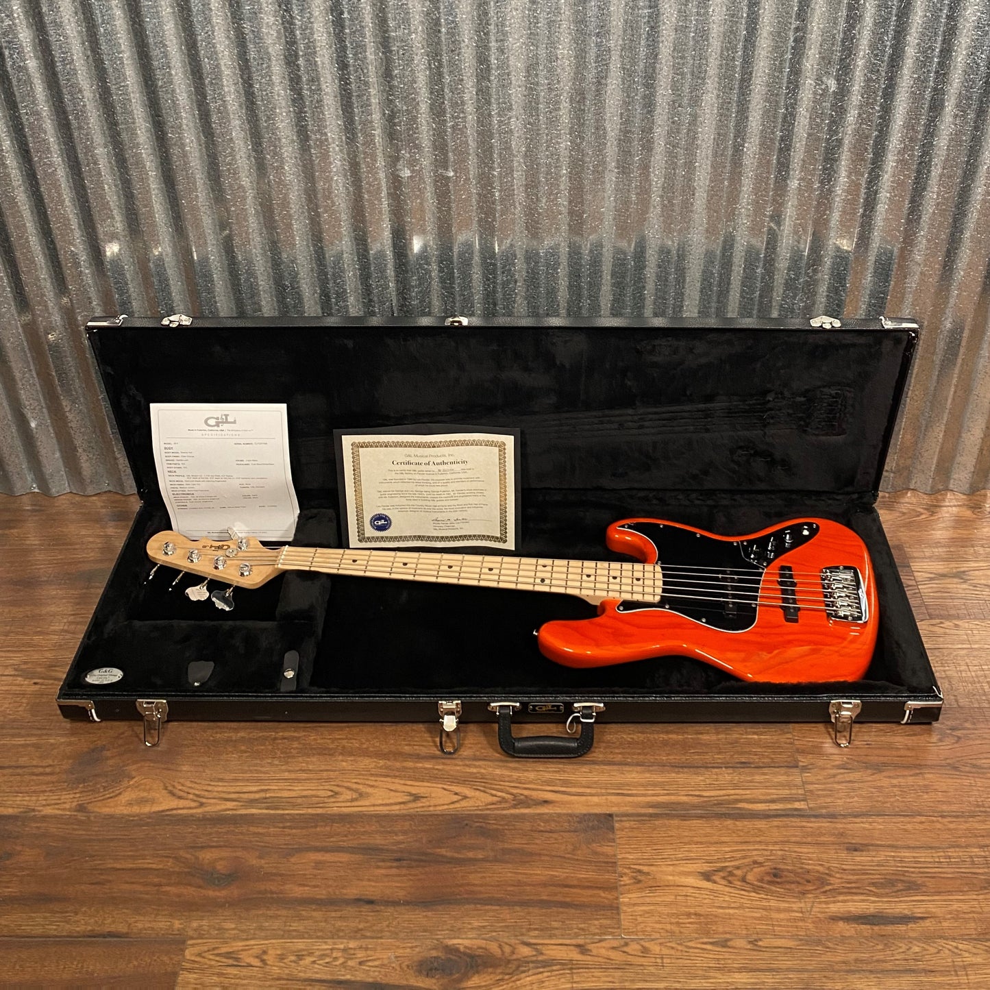 G&L USA JB5 5 String Bass Clear Orange & Case JB-5 Blem #7088